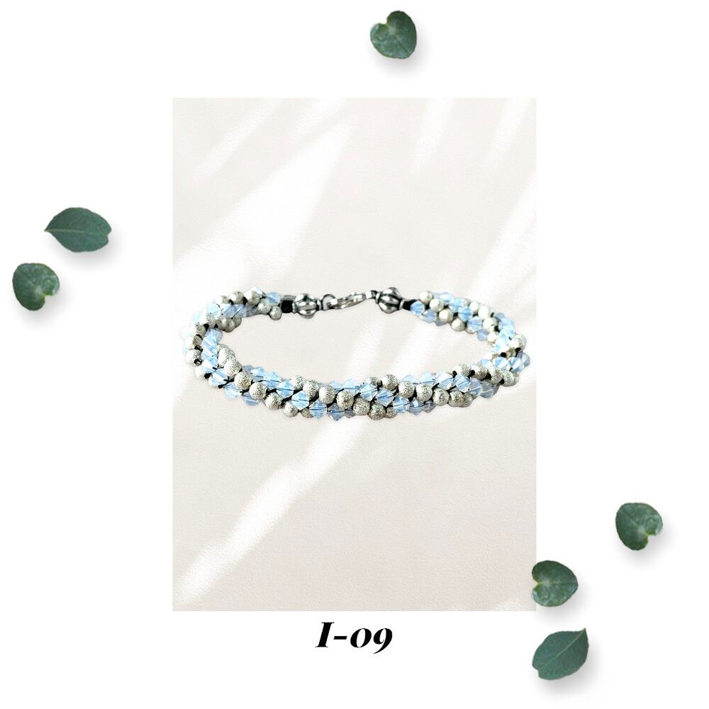 White Opal Crystal Silver Stardust - Woven Rope Bracelet - Kumihimo - October